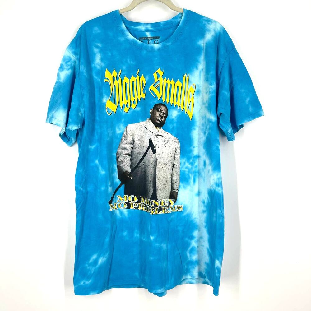 Biggie‎ Smalls Mo Money Mo Problems T-Shirt Blue Tie Dye Large